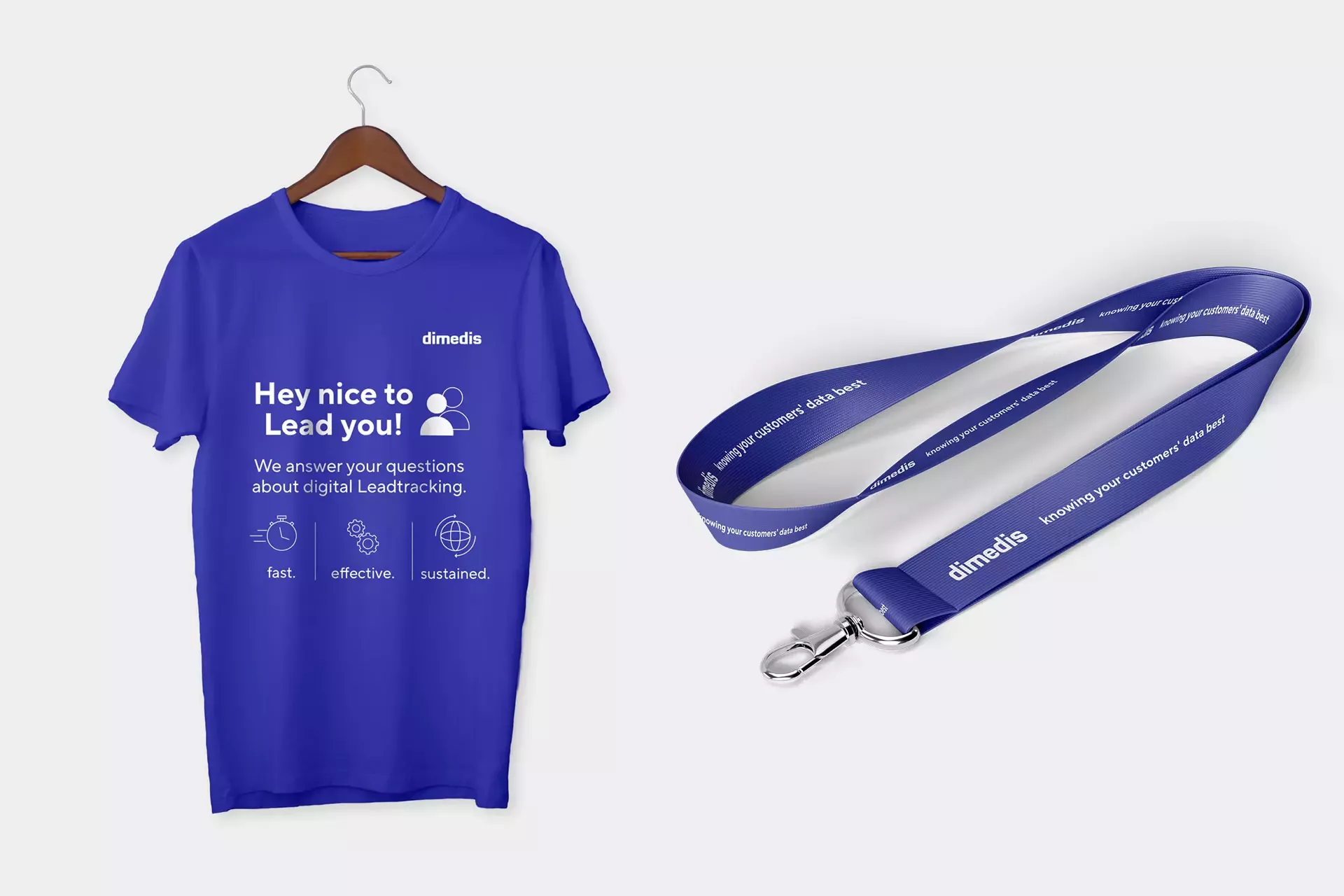 Blaues T-Shirt mit weißem dimedis-Aufdruck \