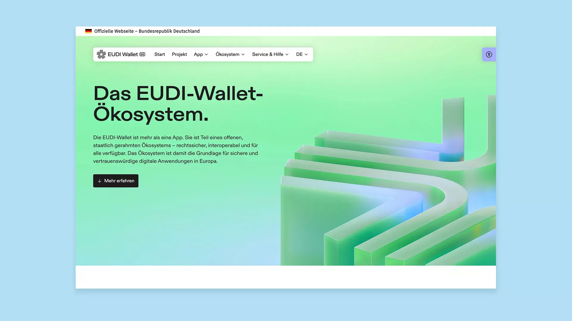 Screenshot der Webseite des Projekts EUDI Wallet, sichtbar ist eine Unterseite zum Ökosystem der EUDI Wallet