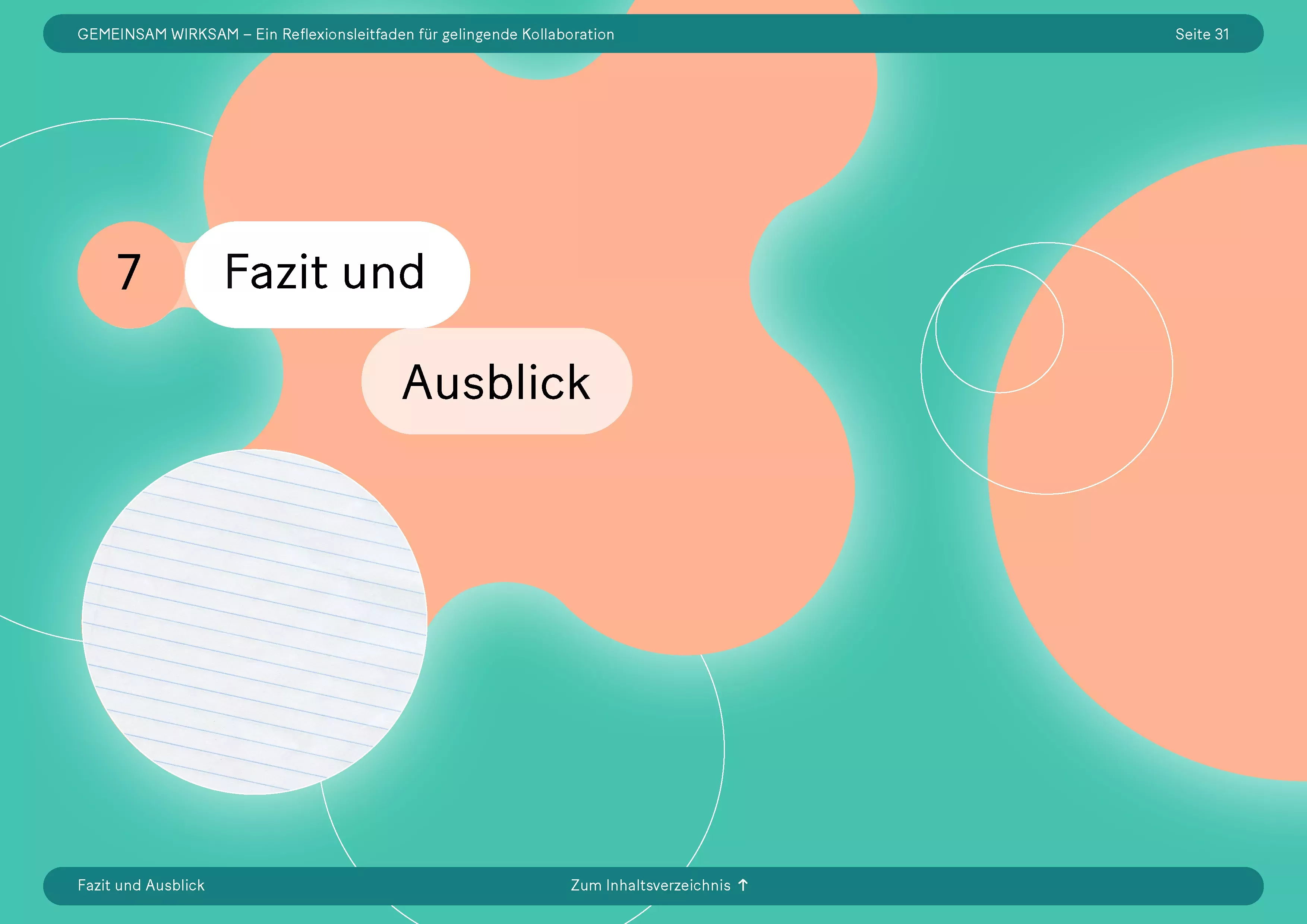 Kapitelauftaktseite in Türkis mit orangenen Formen und der Überschrift \