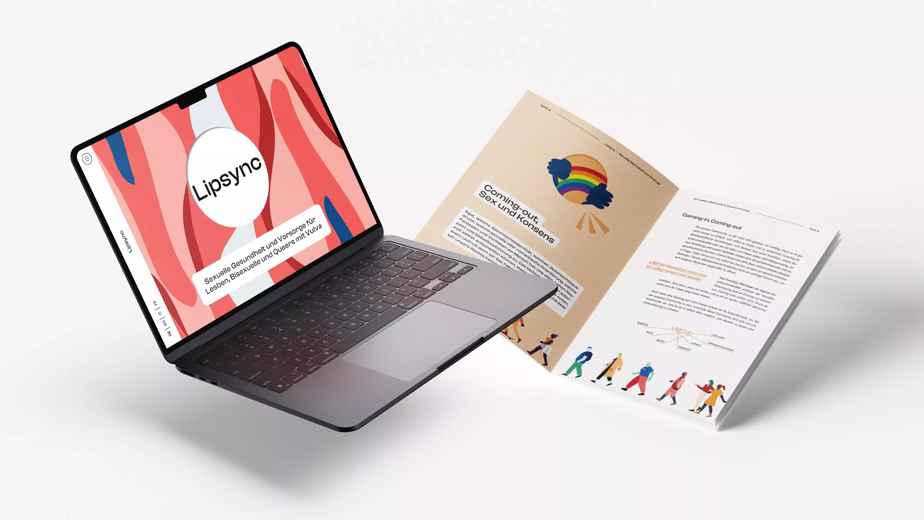 Laptop auf weißem Hintergrund mit geöffneter Webseite \