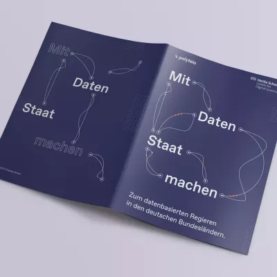 Double-sided publication with dark blue cover, title \