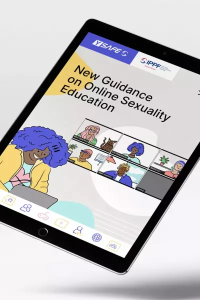 Cover of the toolkit on a tablet, light background, the tablet is floating