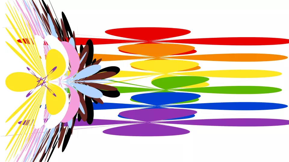 Abstract, flower-like shapes from the Progress flag in ellipses