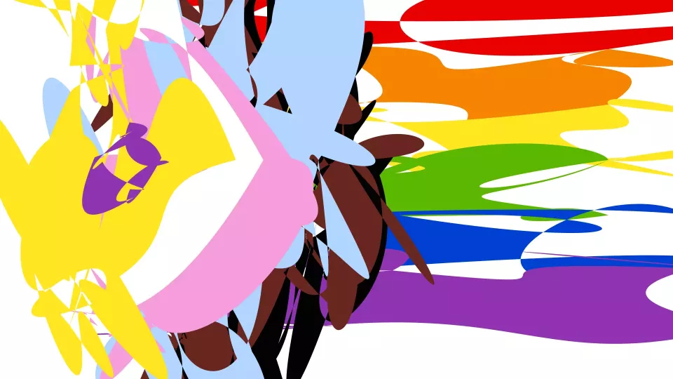 Abstract representation of the Progress flag, distorted into organic shapes