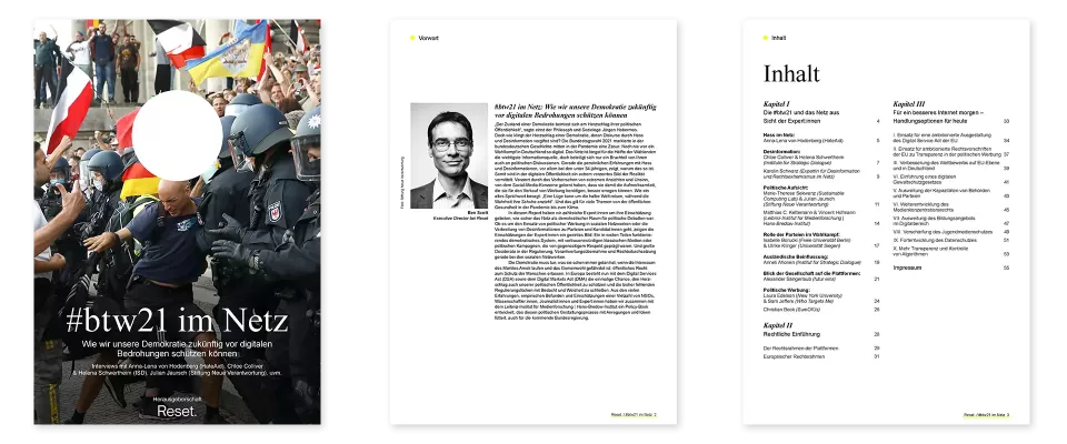 Cover page, foreword, and table of contents of a publication entitled \