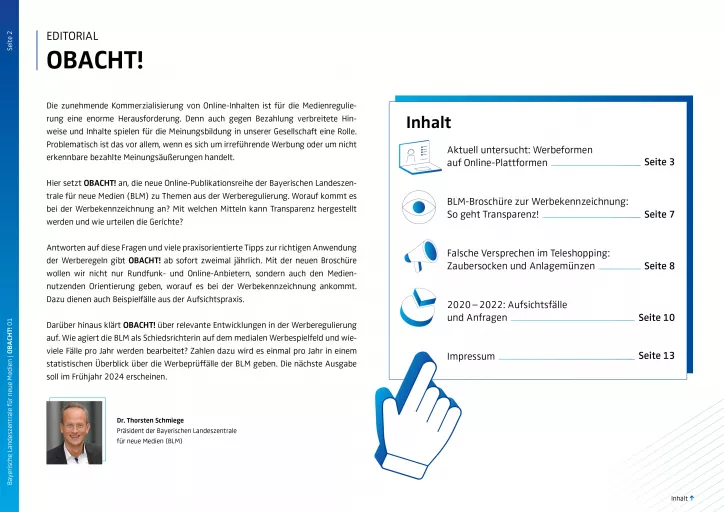 Seite mit Editorial \