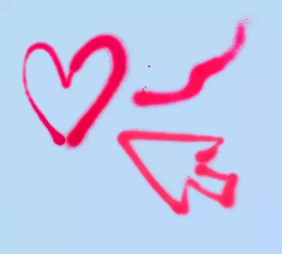 Pinkes Graffiti-Herz, Graffiti-Strich und pinker Graffiti-Pfeil