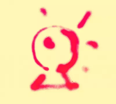 Pinke Graffiti-Glühbirne auf gelbem Hintergrund