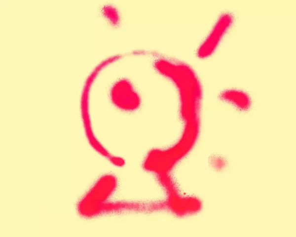 Pinke Graffiti-Glühbirne auf gelbem Hintergrund