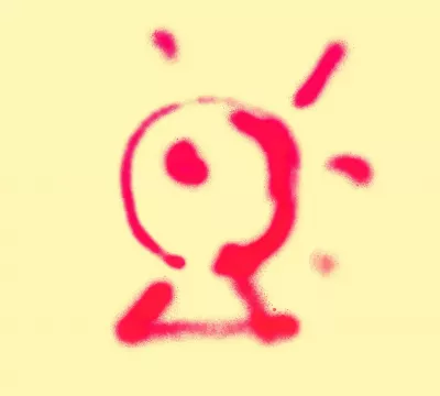 Pinke Graffiti-Glühbirne auf gelbem Hintergrund